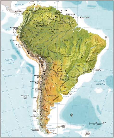 mountain range in south america map